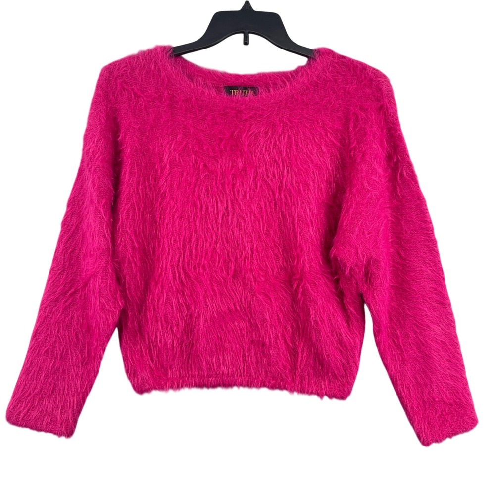 Truth by Republic Hot Pink Fuzzy Eyelash Knit Sweater Womens‎ M Y2K Barbiecore